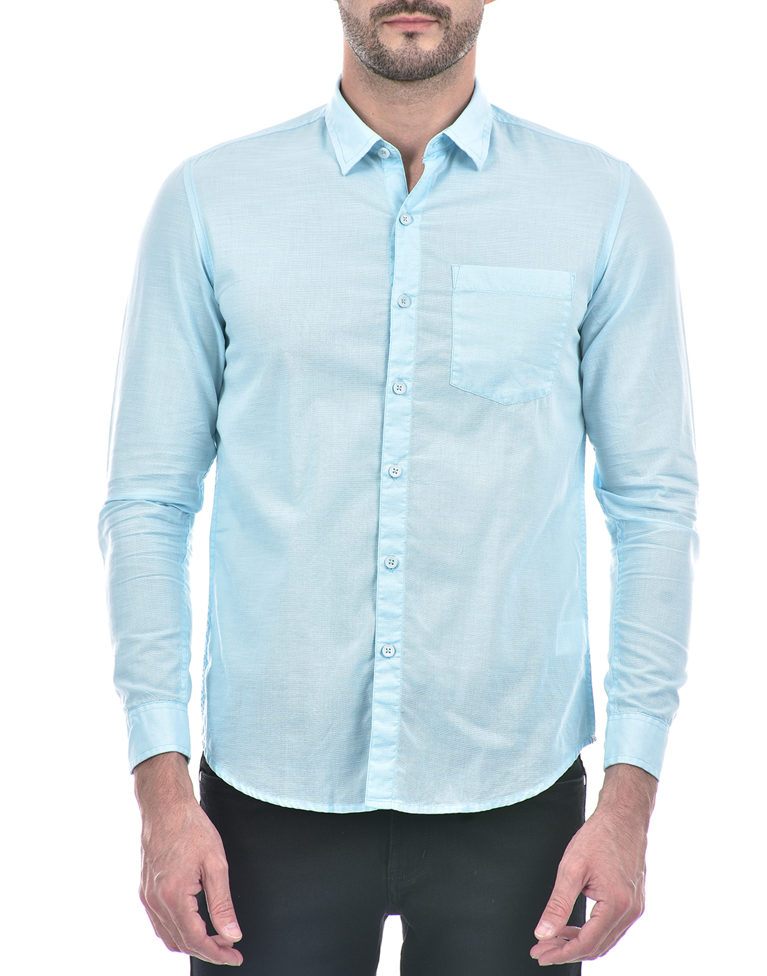 Numero Uno Men Solid Sky Blue Shirt